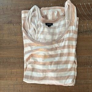 Torrid Tan and White Striped Short Sleeve Top